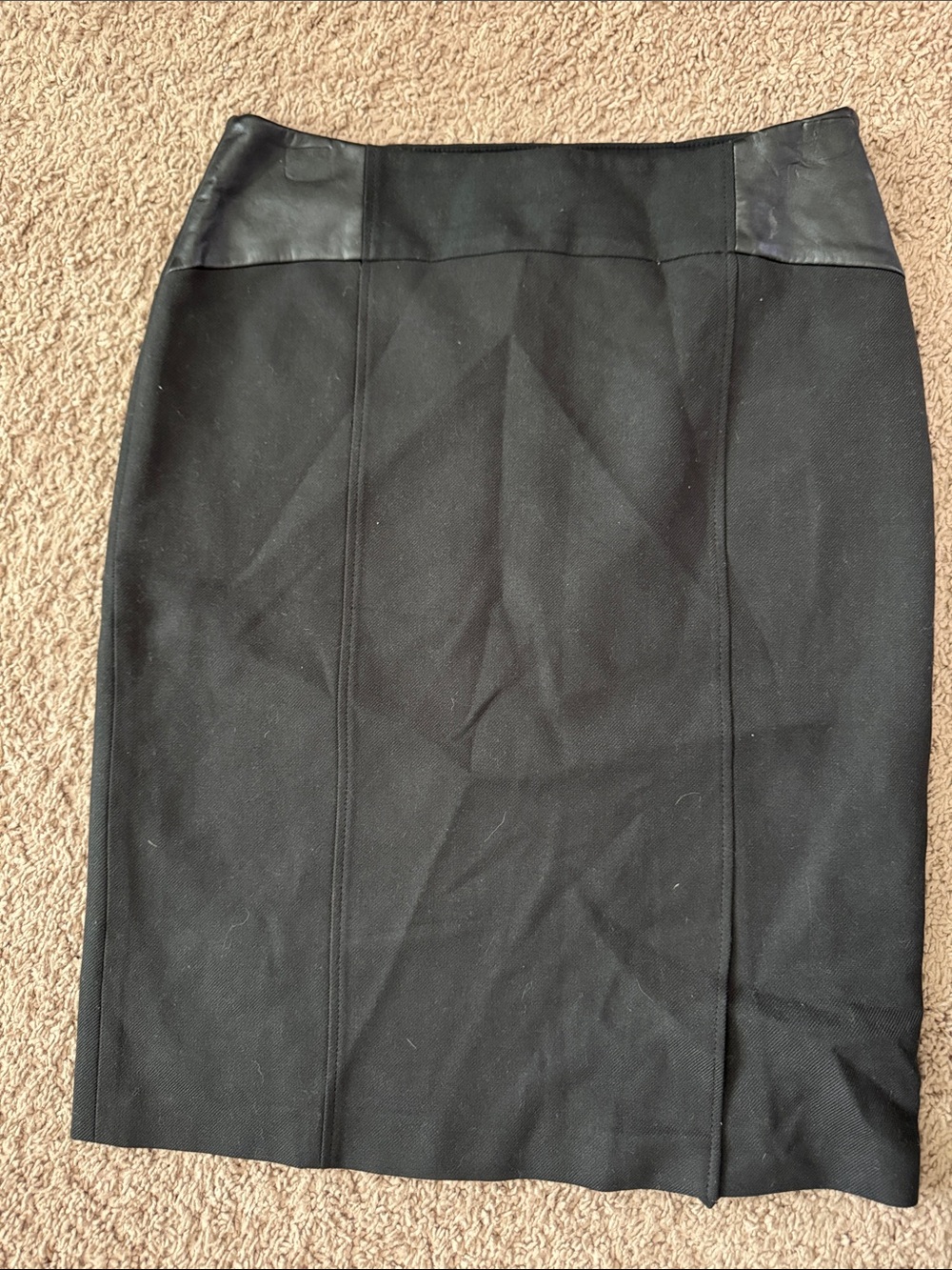 Hugo Boss Black Pencil Skirt with Faux Leather Trim